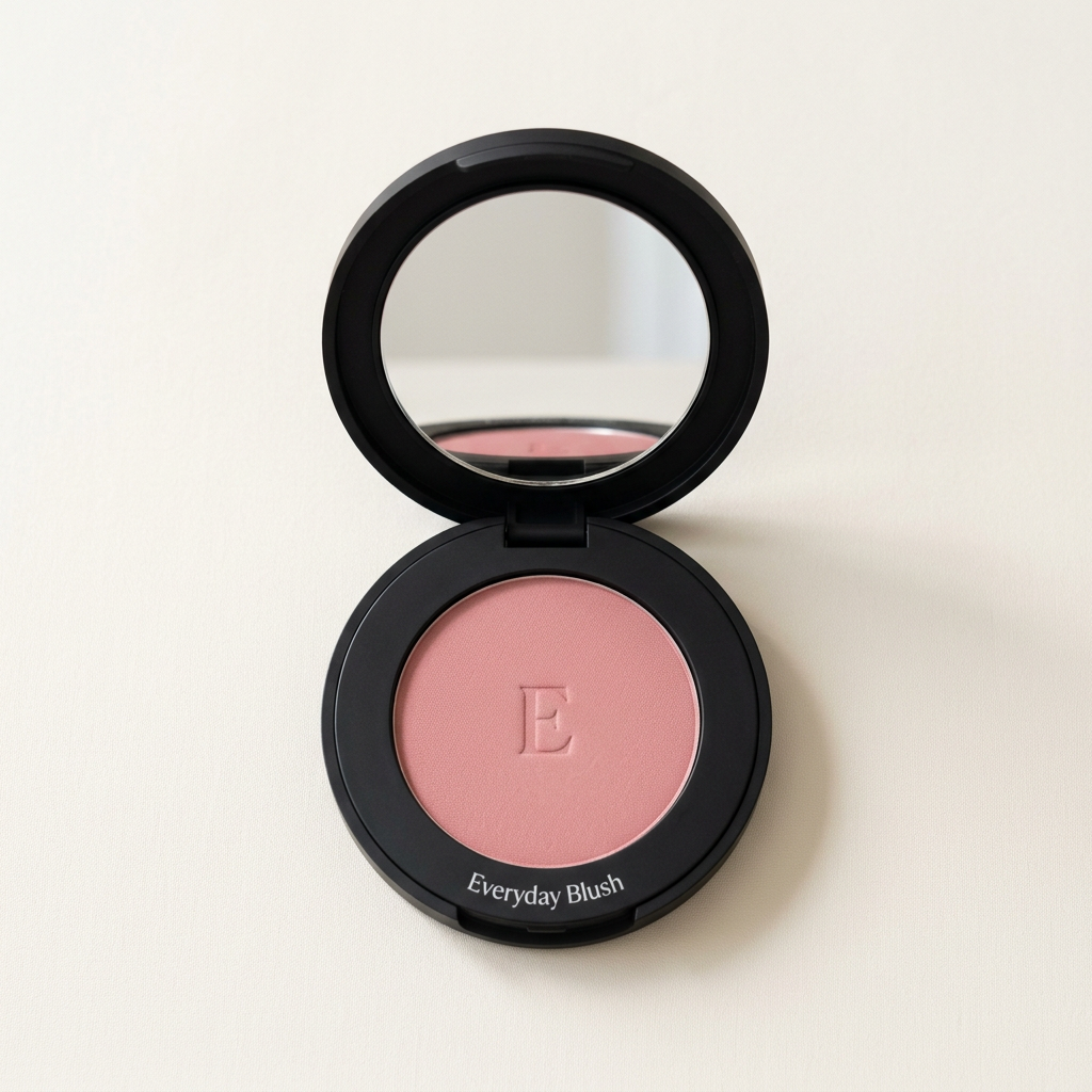 AI-generated sample blush compact concept, not a verified product photo or exact shade reference