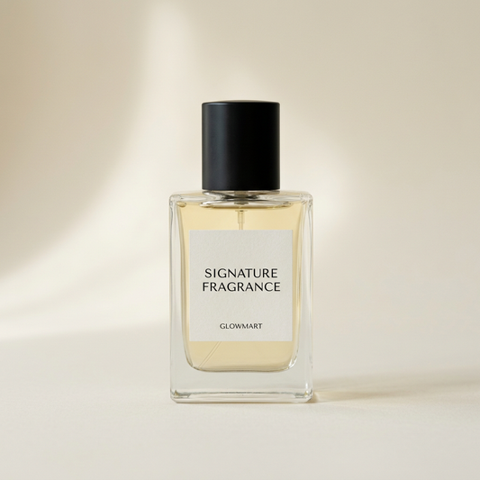 AI-generated sample packaging concept for Signature Fragrance, not a verified product photo